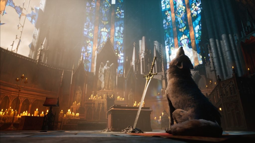 stray dog: nobody cares is souls-like game that stars a dog with sword like Sif from dark souls
